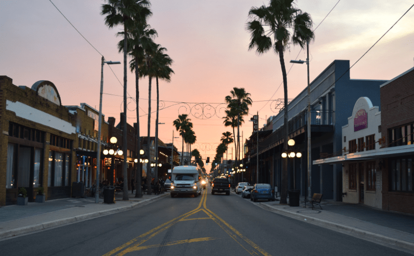 Ybor neighborhood of Tampa at sunset
