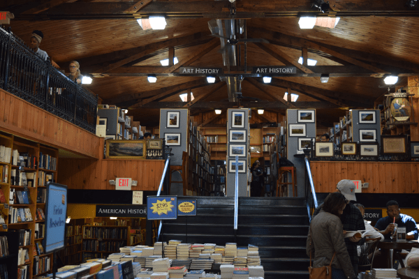 Midtown Scholar's shelves of books greet visitors