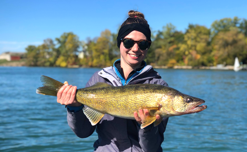 Holding a 9 pound walleye caught on the Lower Niagara River
