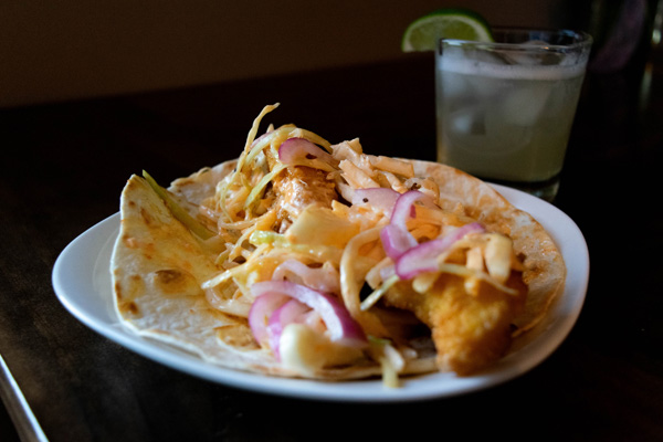 California fish taco from Cantina Loco in Buffalo paired with a margarita